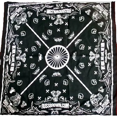 20x21 100% COTTON BLACK RUSS BROWN LAW MOTORCYCLE WESTERN BANDANA BIKER HANKY • $7.50