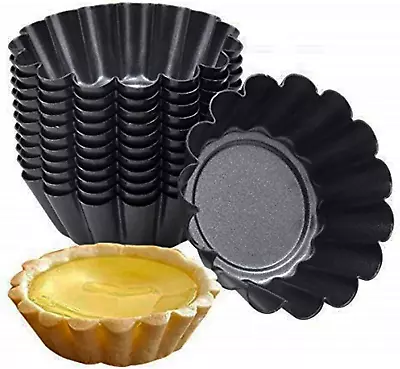 12 Packs Egg Tart Mold Bigger Size 3 X 0.9Inch Non-Stick Pan Carbon Stee • $28.46