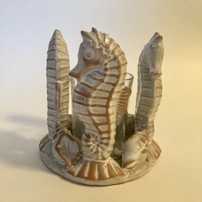 $21 • Buy Yankee Candle Seahorse Candle Holder Beach Nautical Decor 4.25  H Terracotta