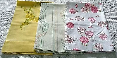 Vtg 3 Pillowcases  Dan River JC Penney Pink Yellow Rose Floral Grannycore • $17