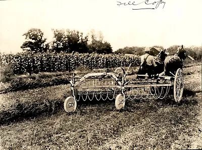 GA179 Original Underwood Photo FARMER WORKING IN FIELD Horse Drawn Equipment • $20