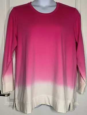 $12.95 • Buy D & Co Women's Sweatshirt Top Size Large Pink Ombre Pullover Long Sleeve NWT