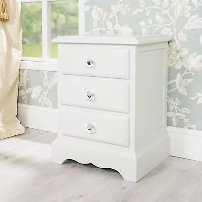 £159.99 • Buy Romance Bedside Table, 3 Drawer Bedside Cabinet, Crystal Handles ASSEMBLED