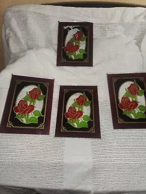 Lot Of 4 Vintage Hand Painting Glass Window Panes • $75