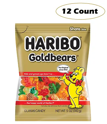 $29.95 • Buy Haribo Gummi Candy, Goldbears Gummi Candy, 5 Oz Bags - Share Size (Pack Of 12)