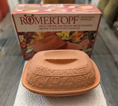 Romertopf #109 Terra Cotta Clay Baker Roaster Pot 3-5 Lb Capacity 1985 In Box • $37.50