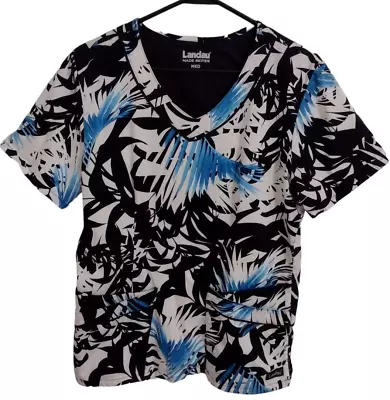 Women's Landau Tropical Print V Neck Stretch Scrub Top Medium Nice! • $9.99