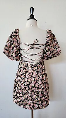 Anthropologie Dress New Size Small XS Navy Boho Granny Retro Cottage Lace Up • $38