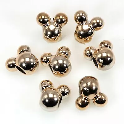 100 Metallic Golden Color Acrylic Mouse Face Beads 14mm Large Hole 5mm • $3.72