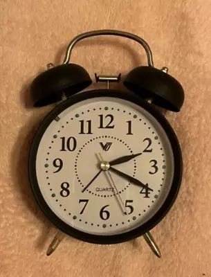 $5 • Buy Twin Bell Retro Desk Analogue Clocks Alarm Clock Loud Vintage Bedside Battery