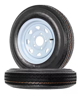 2-Pack Trailer Tire On Rim 530-12 5.30-12 12 In. White Spoke Wheel 5 Bolt C • $131.97