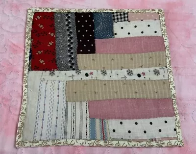 Vintage Antique Patchwork Quilt Table Topper Log Cabin Early Calicos • $7.95