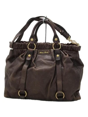 $157.34 • Buy MIU MIU Shoulder Bag Leather BRW VITELLO LUX