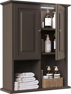 HAIOOU Bathroom Wall Cabinet With Motion Sensor LED Light Wooden Medicine • $151.18
