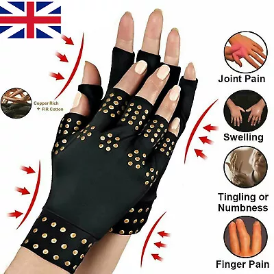 £5.35 • Buy Copper Arthritis Compression Gloves Hand Support Rheumatoid Joint Pain Relief UK