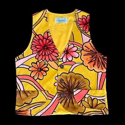 $50 • Buy Vintage Surfline X Jams World Floral Vest Cotton Fabric Small Unisex