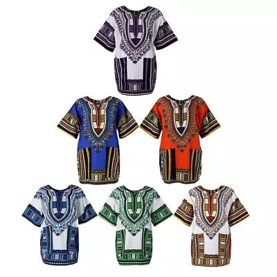 £12.35 • Buy Men's Dashiki Shirt Colorful African Embroidery Print Hippie Clothing Poncho