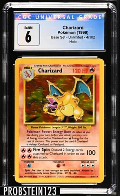 $51 • Buy 1999 Pokemon CGC 6 EXMT Charizard Base Set Unlimited Holo 4/102