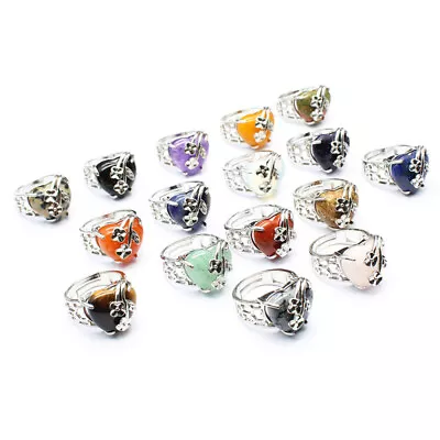 Natural Chakra Crystal Love Heart Rose Flower Ring Quartz Jewelry Healing Reiki • $2.99