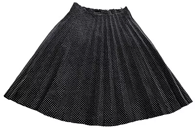 Vintage 80s Lucie Linden Black White Polka Dot Lightly Pleated Skirt Retro 12 • £4.95