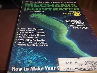 Mechanix Illustrated Oct 1970 Submarine That Swims Like • $7.79