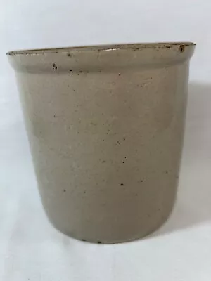 Antique Unmarked 6” Stoneware Salt Glazed Tan Crock • $24.96