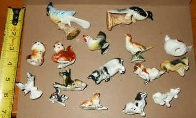 Vintage Collectible 16 Pc Bone China Animals Birds Dogs Pig Skunk Mini Figurines • $279.99