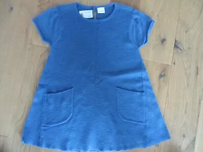 Zara Baby Girl Knitwear Blue Dress With Pockets - Age 3-4 • £2.99