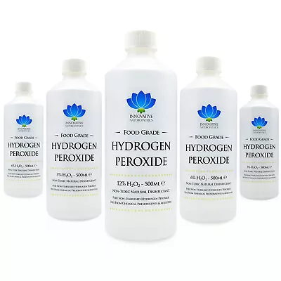 Hydrogen Peroxide Food Grade Various % Percent Solution Pure & Additive Free • £12.95