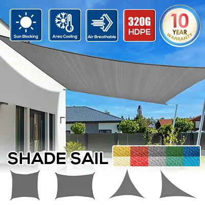 $115.59 • Buy Heavy Duty Breathable Sun Shade Sail Grey Gray Square Rectangle 98% UV Block AU