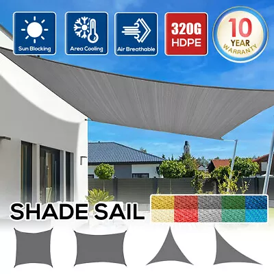 Heavy Duty Breathable Sun Shade Sail Grey Gray Square Rectangle 98% UV Block AU • $73.09