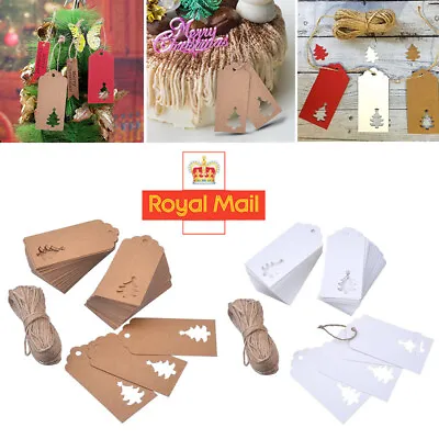 £2.58 • Buy 50/100 Christmas Kraft Paper Gift Tags Wedding Scallop Label Blank Luggage Decor