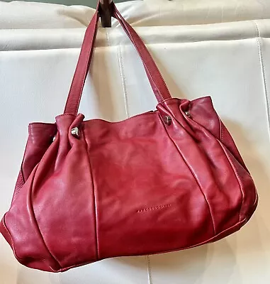 Marco Buggiani Red Italian Glove Leather Satchel Shoulder Bag Tote  See!!! VGC • $99.99