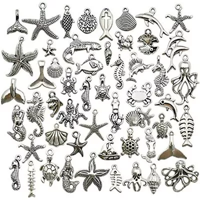 120g(100pcs) Antique Silver Sea Animals Marine Life Charms Pendants For Jewelry • $13.24