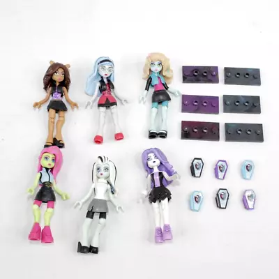 Monster High Mega Bloks (6) Figure Lot Figures With Cell Phones And Bases • $31.75