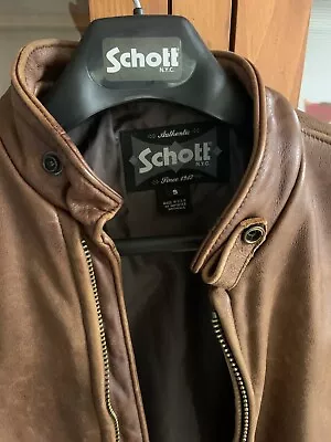 Schott NYC Vintaged Cowhide Leather Jacket 654VN Brown Mens Small. No Tags. • $225