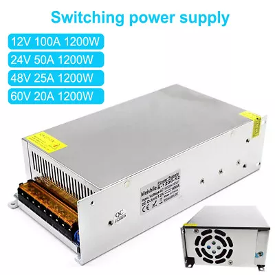 AC 110V TO DC 12V 24V 48V 60V 50A 100A 1200W Switch Power Supply Driver Adapter • $92.99