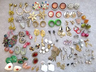 Vintage Clip-on Screw Back And Post Earring Lot Crafts Or Wear • $9.99