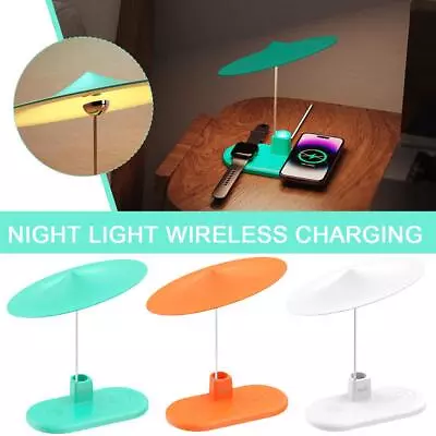 Wireless Fast Charger Station 3In1 Charging Dock Alarm Clock Light S Night Y7J8 • £21.08