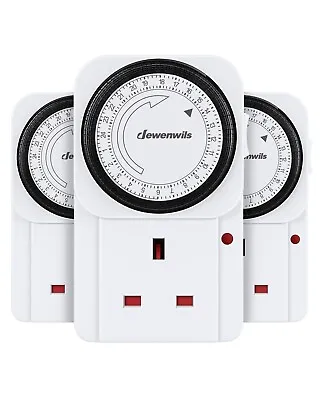 DEWENWILS 3 Pack Timer Plug Socket UK 24 Hour Programmable Light Timer For Home • £16.99