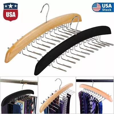 Wooden Tie Hanger Rack Organizer Multi-function Belt Holder Necktie Storage Rack • $12.87