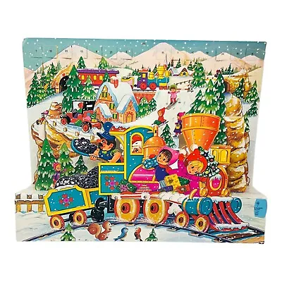 VTG Advent Calendar Movable Train 3D Pop Up Christmas Children Santa Kitschy • $16.58