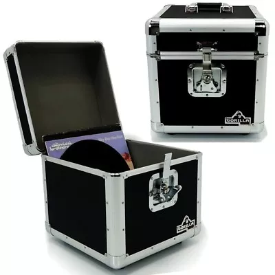 Gorilla LP100 12  Vinyl Record Box DJ Storage Carry Case Black Holds 100 (Pair) • £84.95