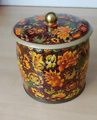 Daher Decorated Ware Vintage Round Tin With Lid In  Fall Floral  Pattern VG • $5