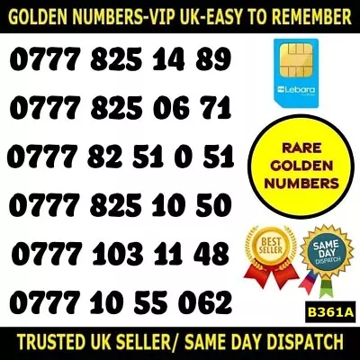 £5.95 • Buy Golden Number Rare VIP Lebara Best UK SIMS-Easy To Remember Unique Numbers-B361A