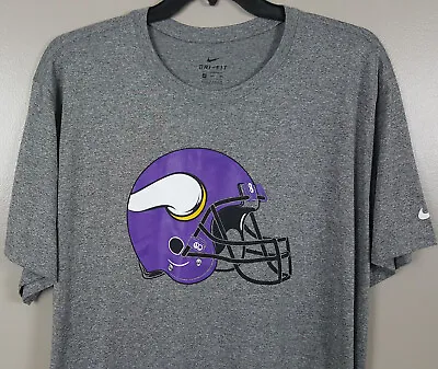 Nike Minnesota Vikings Dri-fit Helmet Shirt Grey Purple Rare Skol New (size 3xl) • $35.99