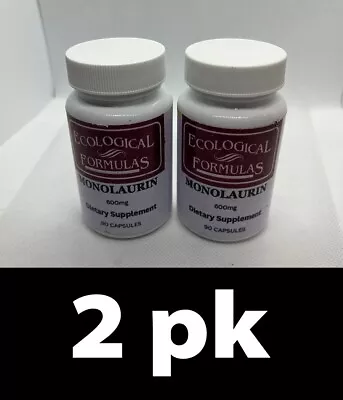 2pk Ecological Formulas Monolaurin 600mg 90 Capsules Each Exp 1/25 D1 NEW OTHER • $35.95