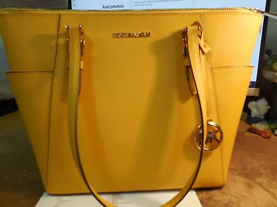 Michael Kors  Charlotte  Large Zip Top Tote In Jasmine Yellow New • $100