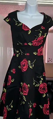 £13.99 • Buy Bbonlinedress Women 50s 60s A Line Rockabilly Dress Cap Sleeve-Floral, Size Uk 8
