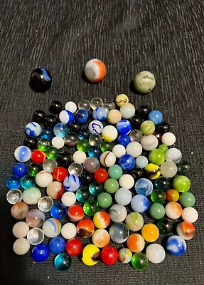 Vintage Lot Of 100+ Machine Made Marbles 3/8”- 1” Includes 3 Shooters No Catseye • $25